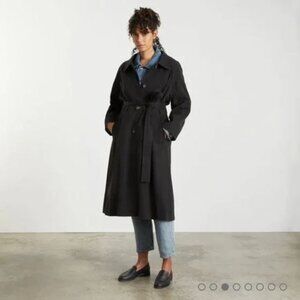 Everlane The Gathered Drape Trench Coat Black Women's Size S NWT